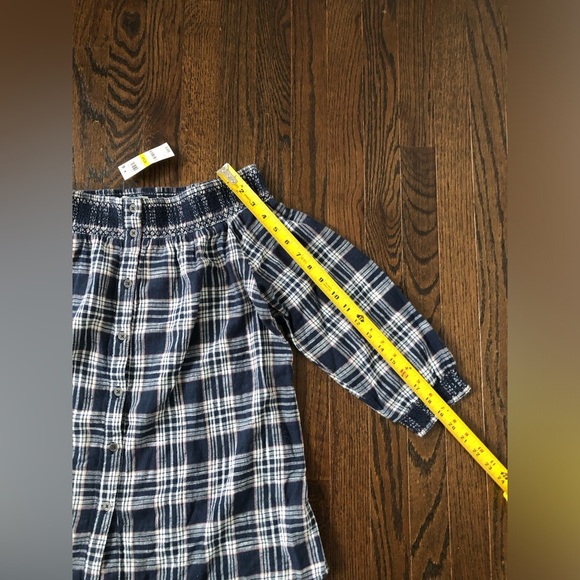 Style & Co. Women’s M “Off the Shoulder” Indiana Blue Plaid Button-Down - NWT! - Picture 9 of 11